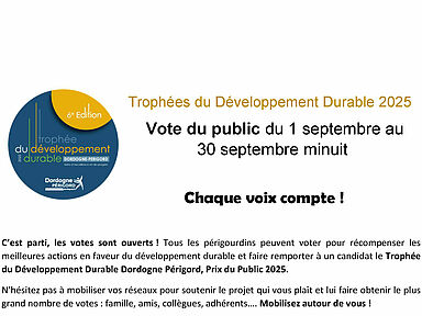 Trophées du Développement Durable 2025 : Affiche d'information pour voter